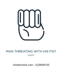 man threating with his fist thin line icon. man, threat linear icons from sports concept isolated outline sign. Vector illustration symbol element for web design and apps.