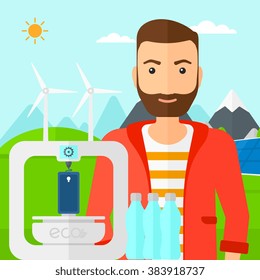 Man with three D printer.