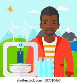 Man with three D printer.