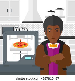 Man with three D printer.