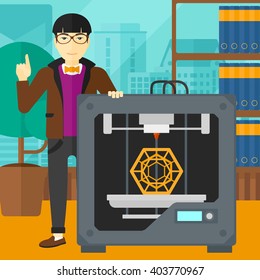 Man with three D printer.