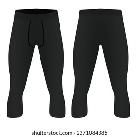 Man three quarters elastic tight pants. vector 