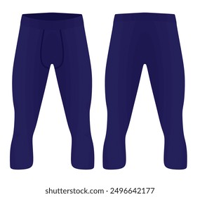 Man three quarters elastic tight pants. vector 