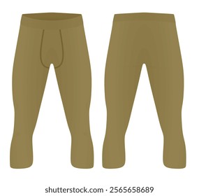 Man three quarters elastic tight pants. vector 