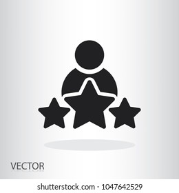 man and three stars icon - rating user symbol - sign vector illustration of Eps10