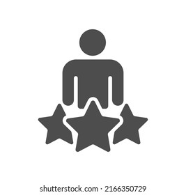 icono vectorial de man y tres estrellas aislado en fondo blanco. ilustración vectorial de acciones man y tres estrellas para diseño web, aplicación móvil y ui