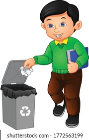 man throw garbage in the trash