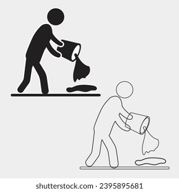 man throw garbage, waste, trash, dust in dustbin vector icon