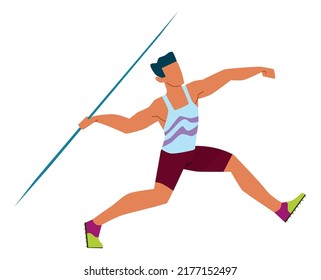Man throw javelin. Professional sport athlete competition