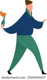 Man Throwing Burning Bottle Curvy 1 UI Banner Illustration Vector EPS