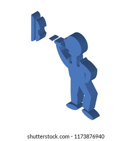 Man throwing a dart isometric left top view 3D icon