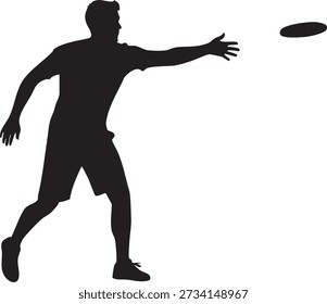 Homem jogando um frisbee, ação dinâmica em um esporte ao ar livre casual.