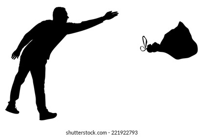 man throwing garbage bag, vector 