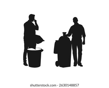 man throwing garbage bag, vector. man symbol, do not litter icon, keep clean, dispose of carefully and thoughtfully symbol.
