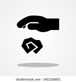 Man Throwing Garbage. Icon with Gray Shadow