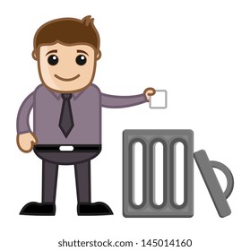 Man Throwing Garbage in Trash