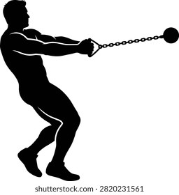 Man throwing hammer, athletic sport, power.