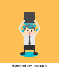 Man throwing ice water on himself, vector illustration