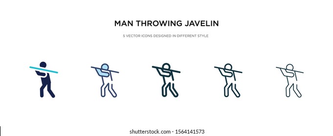 man throwing javelin icon in different style vector illustration. two colored and black man throwing javelin vector icons designed in filled, outline, line and stroke style can be used for web,