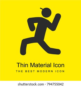 Man in throwing javeline bright yellow material minimal icon or logo design