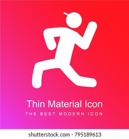 Man in throwing javeline red and pink gradient material white icon minimal design
