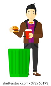 Man throwing junk food.