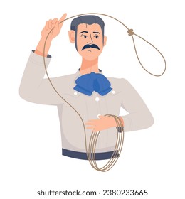 Man throwing rope, flat character design 