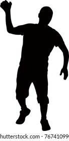 man throwing something, silhouette vector