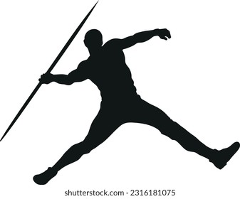 Silueta de la realeza de Man Throwing Spear