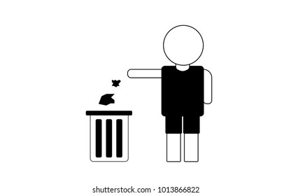 man throwing trash into a bin vector