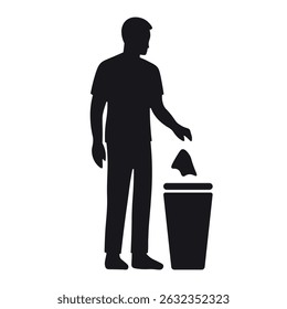 Man Throwing Trash into Bin Icon
