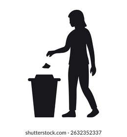 Man Throwing Trash into Bin Icon