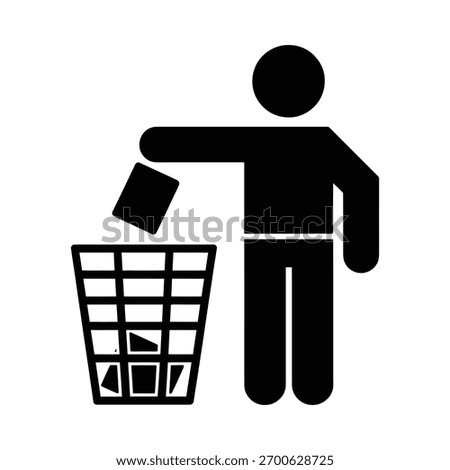 Man throwing trash into a waste bin symbol for recycling and cleanliness