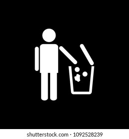 Man throwing trash vector icon