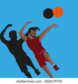 Man throws a ball, basketball. Vector illustration