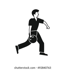 Man throws a bowling ball in silhouette style. Vector illustration