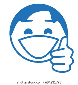 man with a thumb up gesture & "you're awesome" facial expression, like or plus one hundred social networks emoticon, circle or ball shaped emoji illustration, funny cartoon character vector drawing