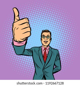 man thumb up, like. Pop art retro vector illustration vintage kitsch