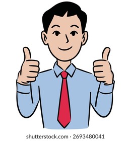Hombre pulgares arriba avatar Vector aislado fondo blanco