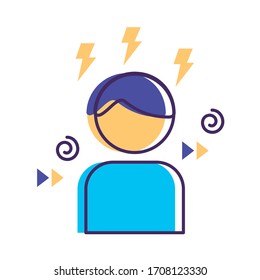 man with thunders flat style icon vector illustration design