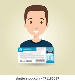 man ticket travel icon vector illustration design