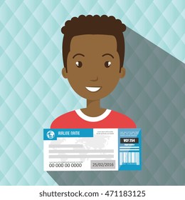 man ticket travel icon vector illustration design