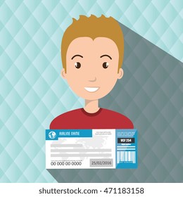man ticket travel icon vector illustration design