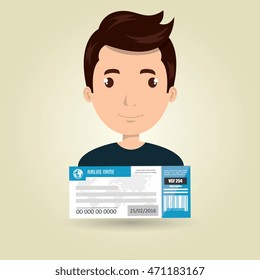 man ticket travel icon vector illustration design