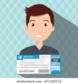 man ticket travel icon vector illustration design