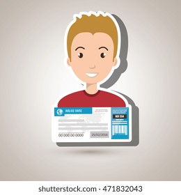 man ticket travel icon vector illustration design
