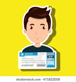 man ticket travel icon vector illustration design