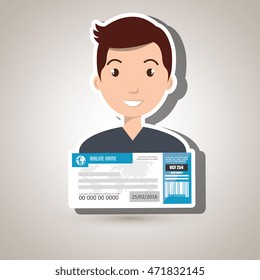 man ticket travel icon vector illustration design