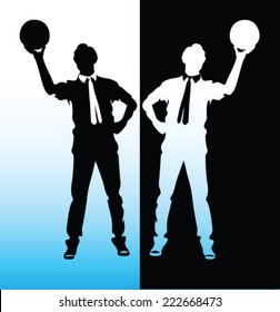 man with tie holding ball vector illustration