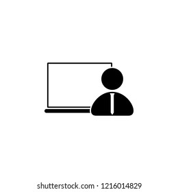 Man with tie and laptop icon. Element of business. Premium quality graphic design icon. Signs and symbols collection icon for websites, web design, mobile app on white background